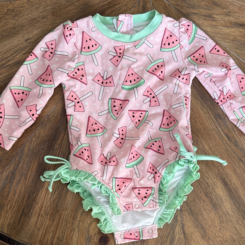Caden Lane Pink and Green Watermelon Rashguard